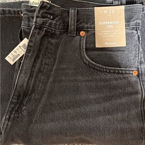Madewell Superwide-Leg Jeans in Dark Gray